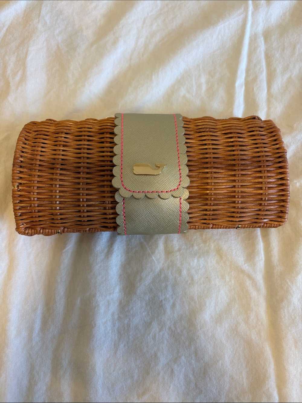Lilly Pulitzer Bamboo Clutch with Scallop Leather Strap